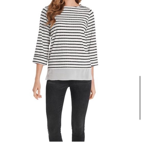 Vince Camuto Blue White Striped Knit Tunic Top Size XL New with tags - Picture 10 of 10